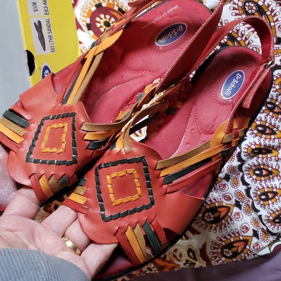 DR.SCHOLL'S "Aztec" Santa Fe Huarache sandals. Red/Multi Leather SZ. 8.5 EUC - Picture 8 of 8